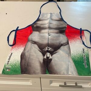 Michelangelo David Apron with Italian Flag Design